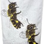 2 Honey Bees White Linen Tea Towel