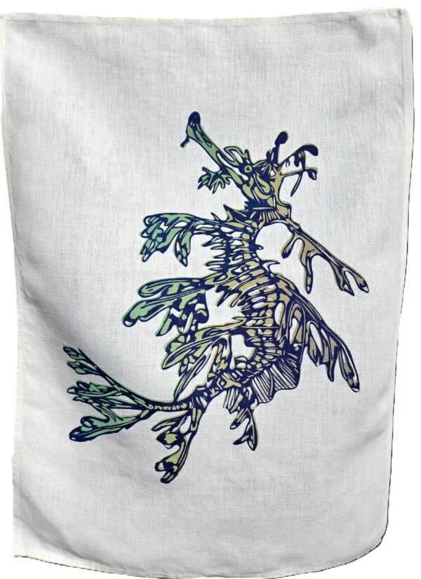 Leafy Sea Dragon White Tea Towel