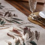 Fallen Leaves Brown-Oatmeal Linen Table Runner