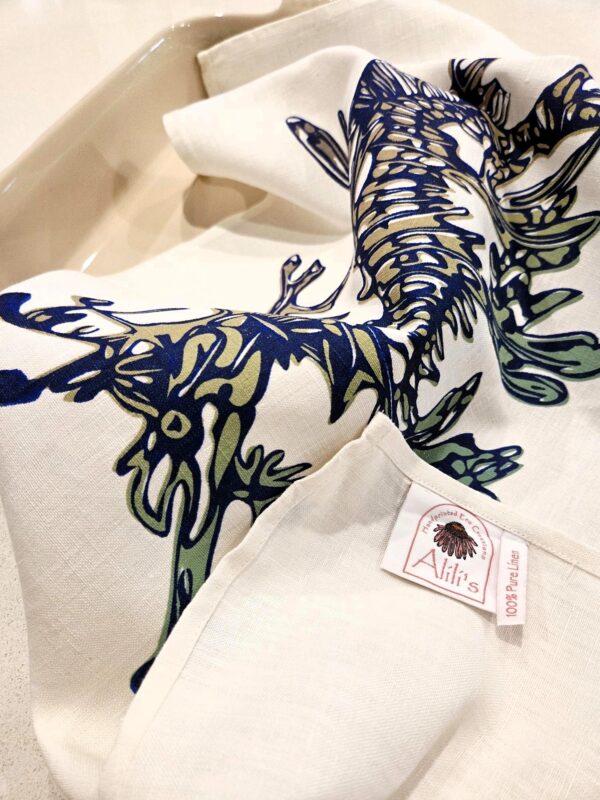 Leafy Sea Dragon Natural White Linen Tea Towel