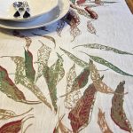 Fallen Leaves (Pink Autumn) Oatmeal Linen Table Runner