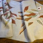 Pink Autumn Fallen Leaves Flax Table Runner
