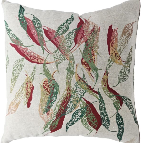 Fallen Leaves (Pink Autumn) Flax Linen Cushion Cover