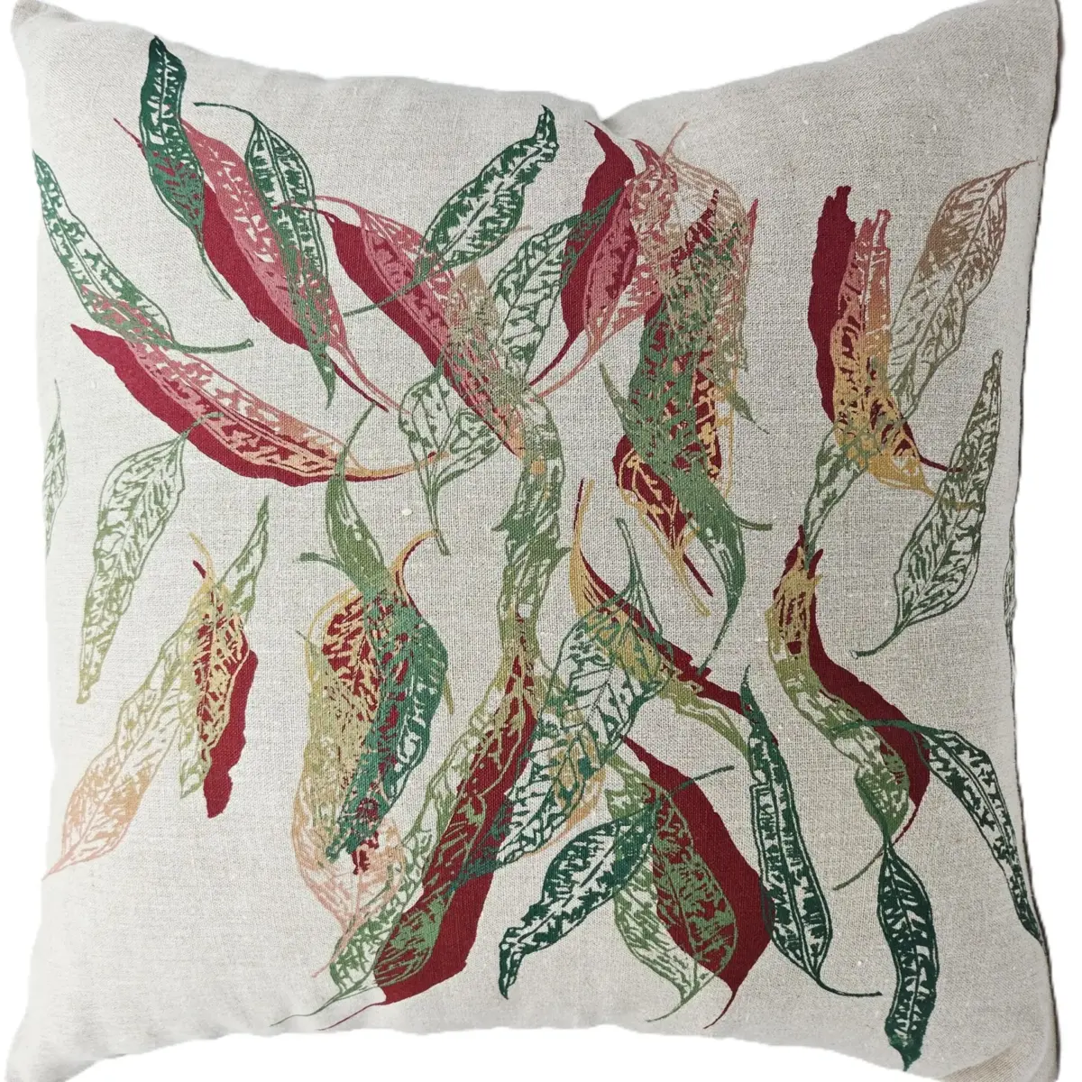 Fallen Leaves (Pink Autumn) Flax Linen Cushion Cover