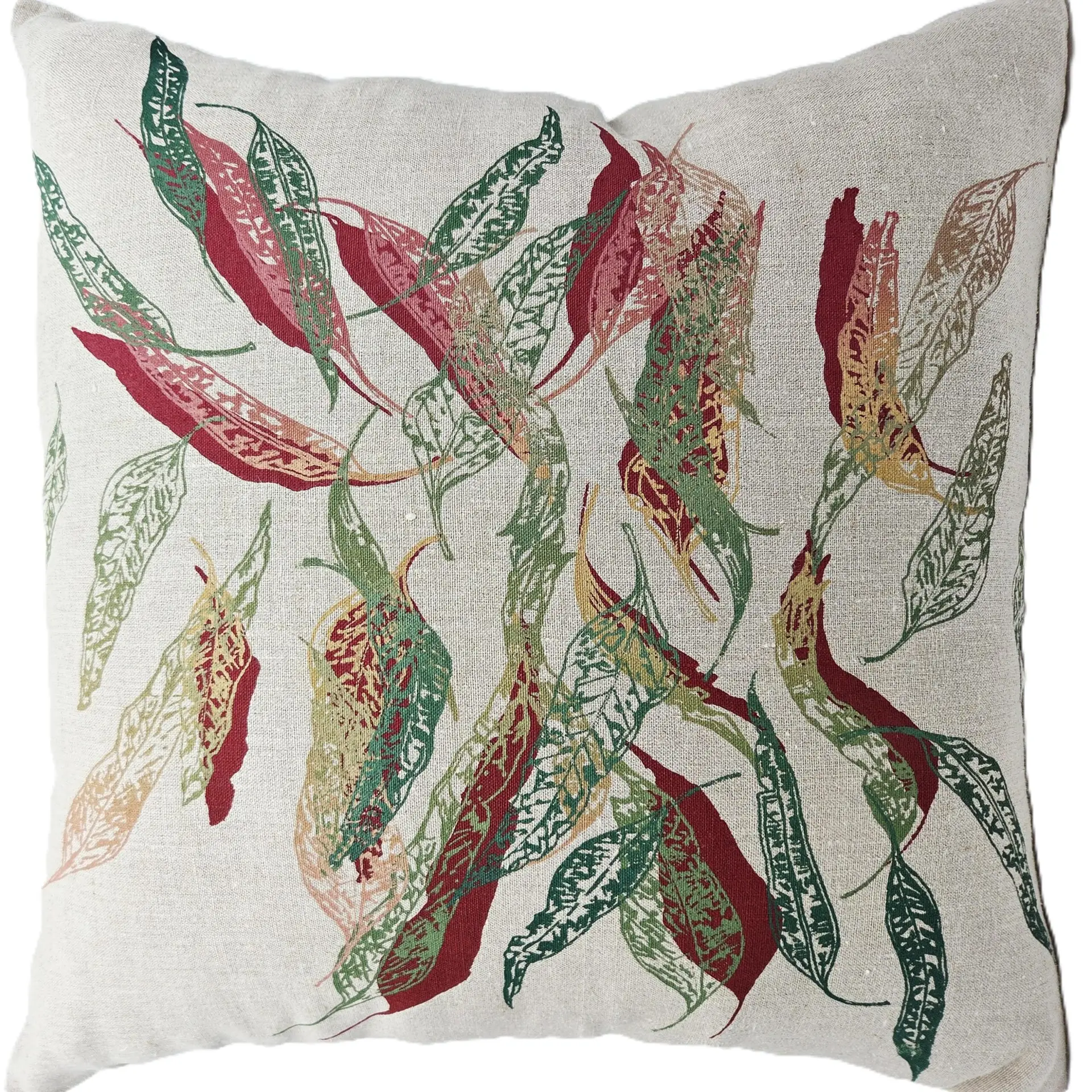 Fallen Leaves (Pink Autumn) Flax Linen Cushion Cover