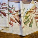 (Pink Autumn) Fallen Leaves Oatmeal Linen Table Runner