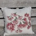 French Linen Red Wildfire Blossoms Cushion Cover