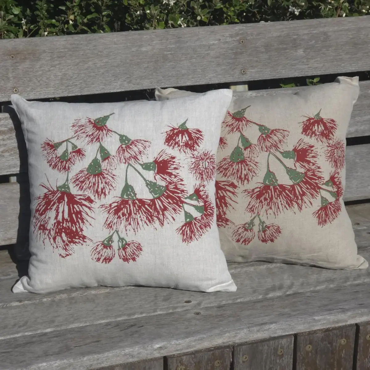 Red Wildfire Blossoms Oatmeal & Flax Cushion Covers