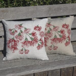 Red Wildfire Blossoms Oatmeal & Flax Cushion Covers