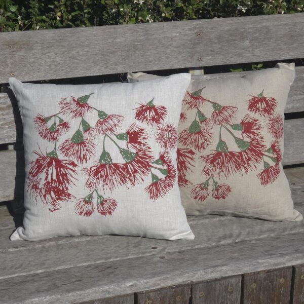 Red Wildfire Blossoms Oatmeal & Flax Cushion Covers