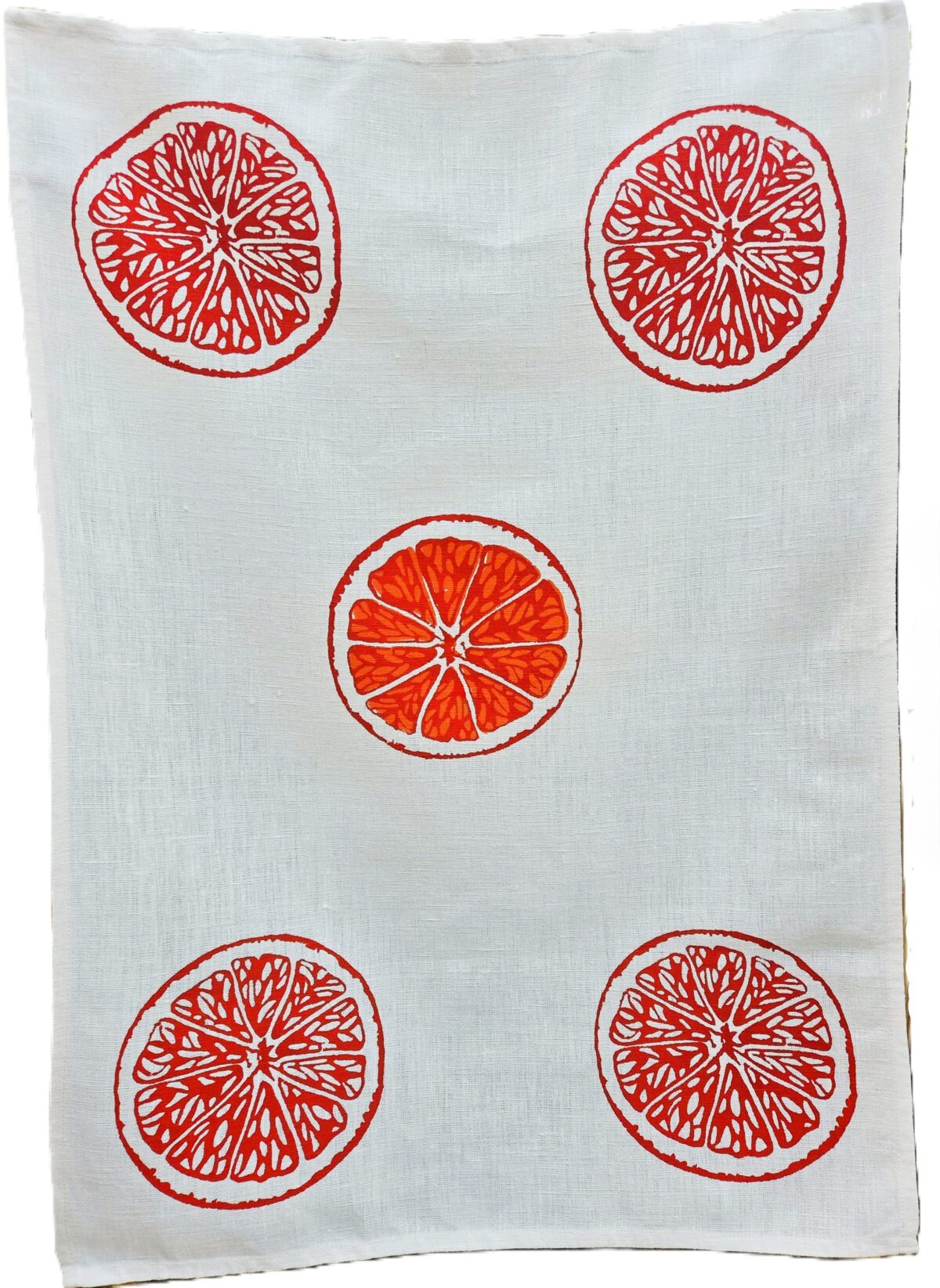 Oranges & Oranges White Linen Tea Towel