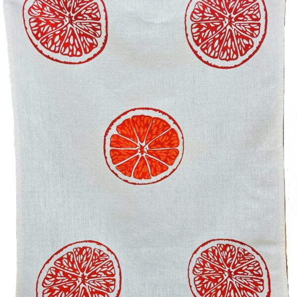 Oranges & Oranges White Linen Tea Towel