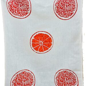 Oranges & Oranges White Linen Tea Towel