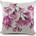 Silver Princess Blossoms Oatmeal Linen Cushion Cover