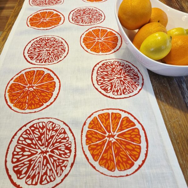 Oranges & Oranges White Linen Table Runner