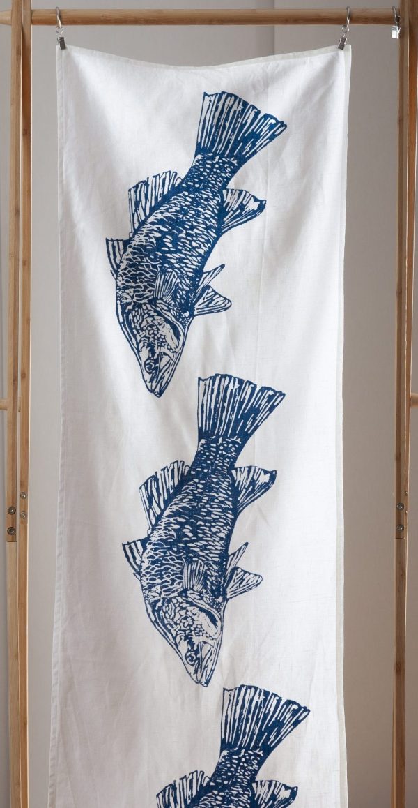 Barramundi Marine Blue-Natural White Linen Table Runner
