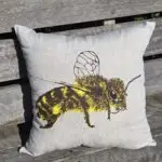 Honey Bee Oatmeal Linen Cushion Cover