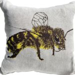 Honey Bee Oatmeal Linen Cushion Cover