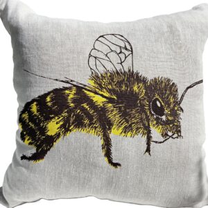 Honey Bee Oatmeal Linen Cushion Cover