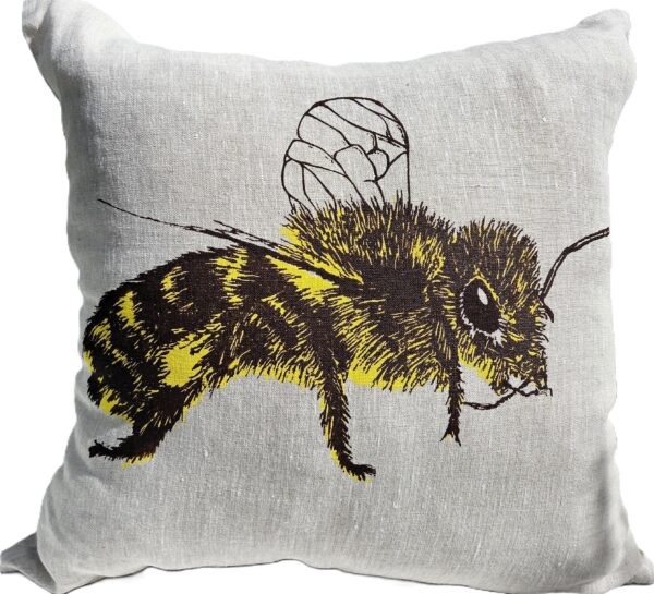 Honey Bee Oatmeal Linen Cushion Cover