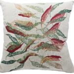 Pink Autumn Fallen Leave Flax Linen Cushion Cover