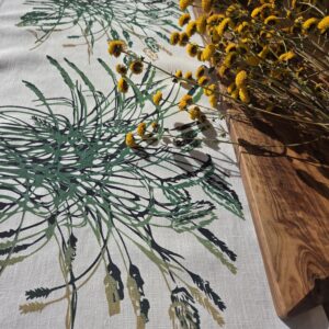 Hand Screen Printed Linen Table Runners - Tussock