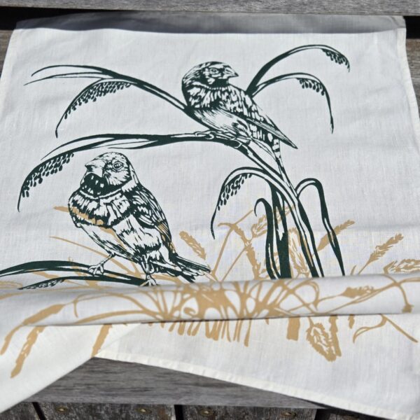 100% Linen Tea Towel Two Finches