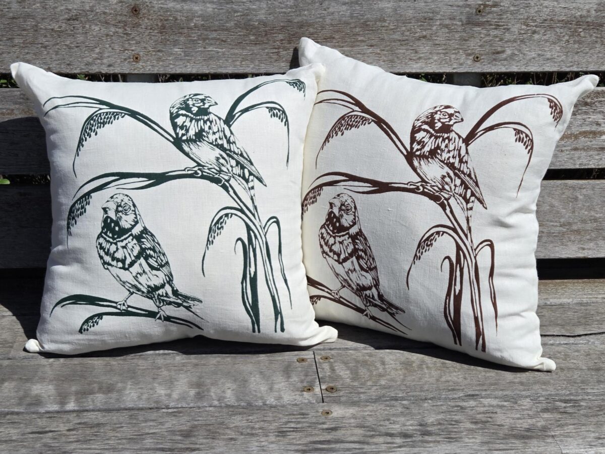 2 Finches Linen Cushion Covers