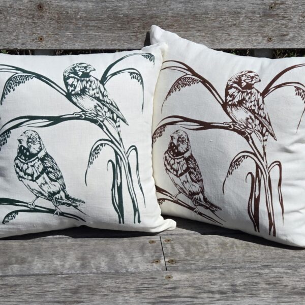 2 Finches Linen Cushion Covers