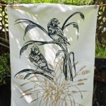 Linen Natural White Tea Towel-Two Finches